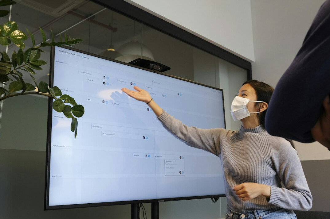 person practicing presentation
